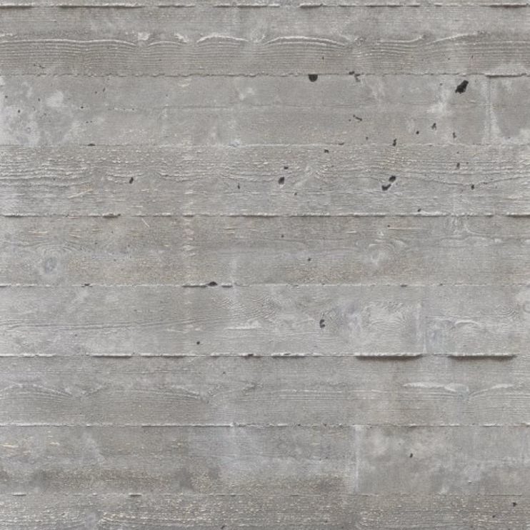 Board-formed concrete showing the grain of its timber moulds